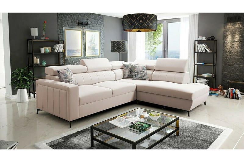 Galbally 3-sits Hörnbäddsoffa beige - Møbler - Sofaer - Sovesofaer - Hjørnesovesofa