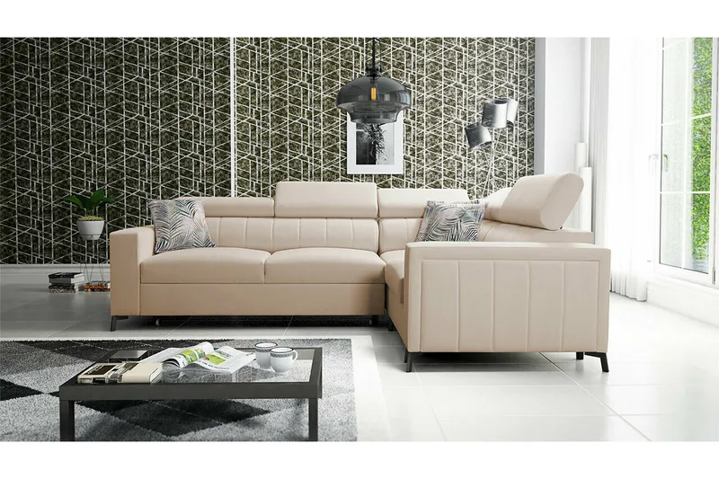 Galbally 3-sits Hörnbäddsoffa beige - Møbler - Sofaer - Sovesofaer - Hjørnesovesofa