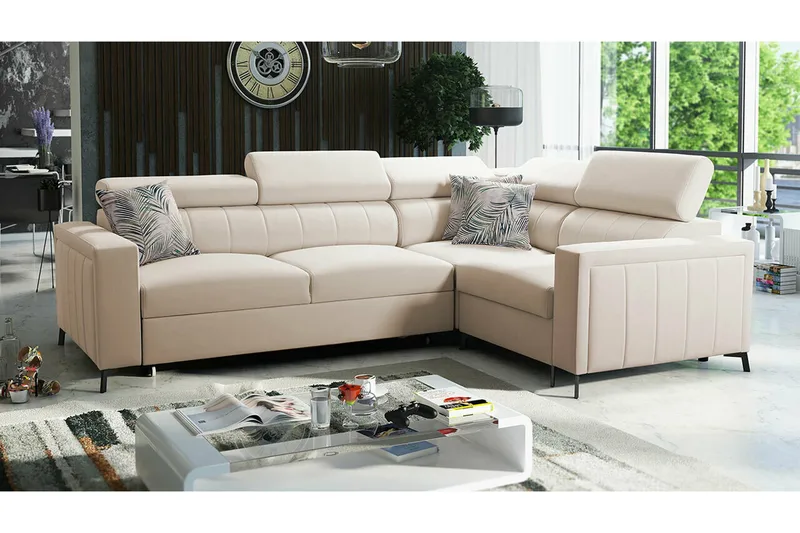Galbally 3-sits Hörnbäddsoffa beige - Møbler - Sofaer - Sovesofaer - Hjørnesovesofa