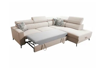 Galbally 3-sits Hörnbäddsoffa Beige/Light beige - Møbler - Sofaer - Sovesofaer - Hjørnesovesofa