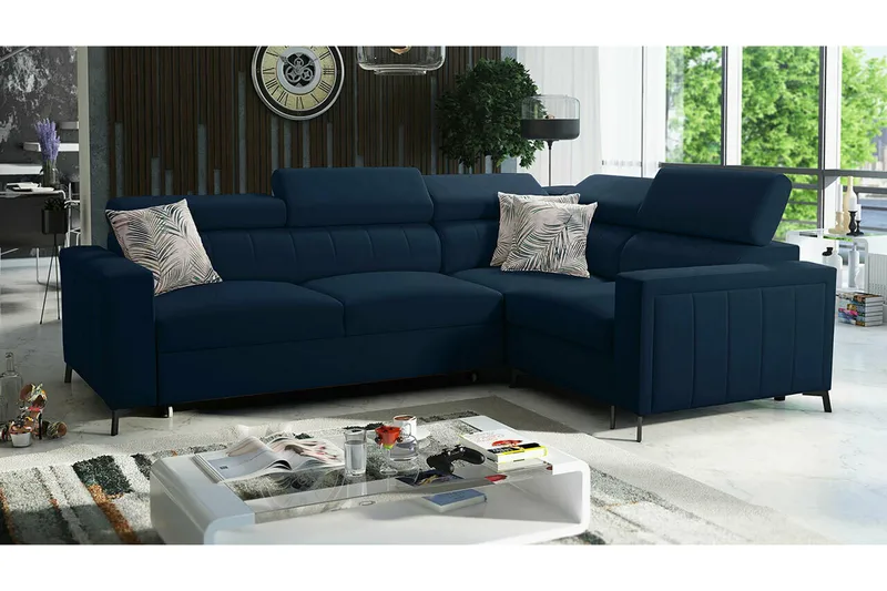 Galbally 3-sits Hörnbäddsoffa Dark blue - Møbler - Sofaer - Sovesofaer - Hjørnesovesofa