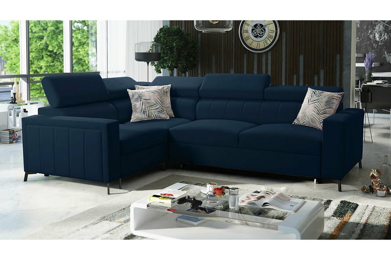 Galbally 3-sits Hörnbäddsoffa Dark blue - Møbler - Sofaer - Sovesofaer - Hjørnesovesofa