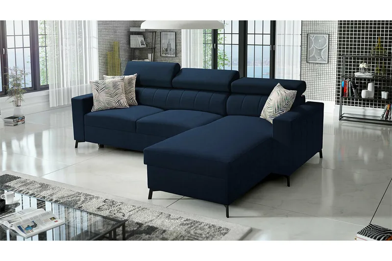 Galbally 3-sits Hörnbäddsoffa Dark blue - Møbler - Sofaer - Sovesofaer - Hjørnesovesofa