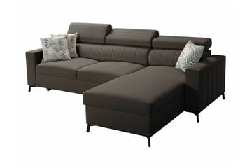 Galbally 3-sits Hörnbäddsoffa Dark brown - Møbler - Sofaer - Sovesofaer - Hjørnesovesofa