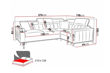 Galbally 3-sits Hörnbäddsoffa Dark brown - Møbler - Sofaer - Sovesofaer - Hjørnesovesofa