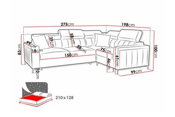 Galbally 3-sits Hörnbäddsoffa Dark brown - Møbler - Sofaer - Sovesofaer - Hjørnesovesofa