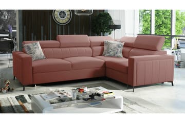Galbally 3-sits Hörnbäddsoffa Dark pink - Møbler - Sofaer - Sovesofaer - Hjørnesovesofa