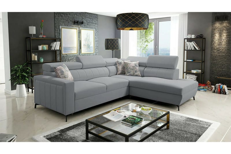 Galbally 3-sits Hörnbäddsoffa Grey/Light grey - Møbler - Sofaer - Sovesofaer - Hjørnesovesofa