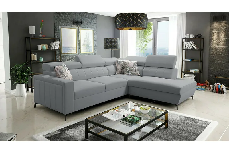 Galbally 3-sits Hörnbäddsoffa Grey/Light grey - Møbler - Sofaer - Sovesofaer - Hjørnesovesofa