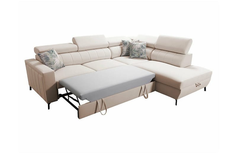 Galbally 3-sits Hörnbäddsoffa Light grey - Møbler - Sofaer - Sovesofaer - Hjørnesovesofa