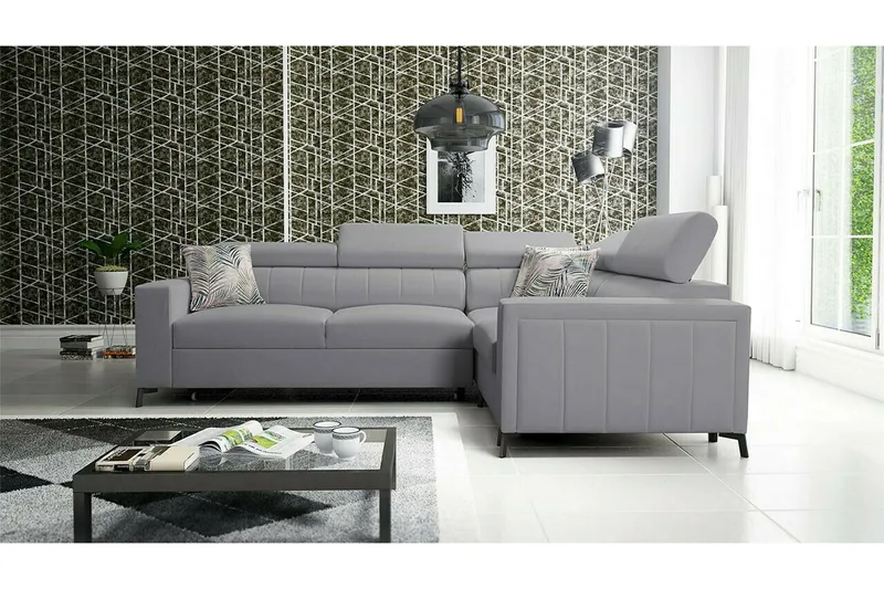 Galbally 3-sits Hörnbäddsoffa Light grey - Møbler - Sofaer - Sovesofaer - Hjørnesovesofa