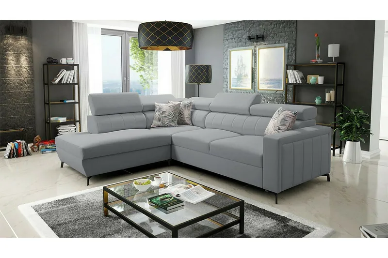 Galbally 3-sits Hörnbäddsoffa Light grey - Møbler - Sofaer - Sovesofaer - Hjørnesovesofa