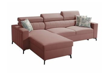 Galbally 3-sits Hörnbäddsoffa Light pink - Møbler - Sofaer - Sovesofaer - Hjørnesovesofa