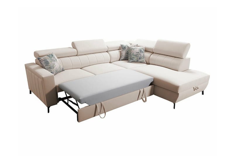 Galbally 3-sits Hörnbäddsoffa Light pink - Møbler - Sofaer - Sovesofaer - Hjørnesovesofa