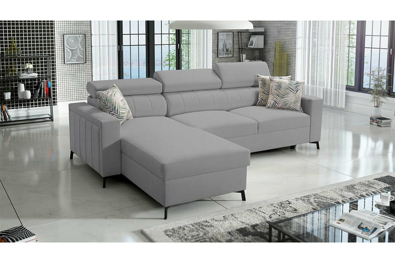 Galbally 3-sits Hörnbäddsoffa Ljusgrå - Møbler - Sofaer - Sovesofaer - Hjørnesovesofa