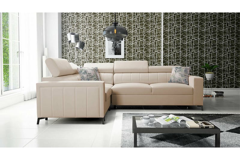 Galbally 3-sits Hörnbäddsoffa NO_BRAND beige - Møbler - Sofaer - Sovesofaer - Hjørnesovesofa