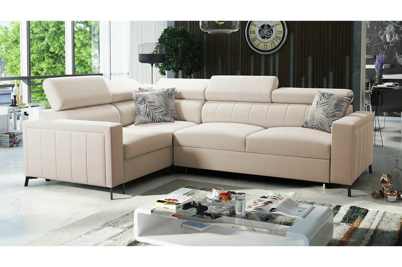 Galbally 3-sits Hörnbäddsoffa NO_BRAND beige - Møbler - Sofaer - Sovesofaer - Hjørnesovesofa