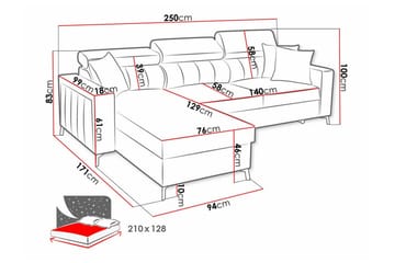 Galbally 3-sits Hörnbäddsoffa NO_BRAND beige - Møbler - Sofaer - Sovesofaer - Sovesofa divan