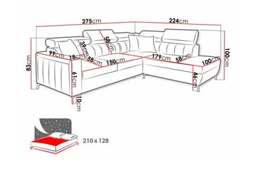 Galbally 3-sits Hörnbäddsoffa NO_BRAND Dark blue - Møbler - Sofaer - Sovesofaer - Hjørnesovesofa