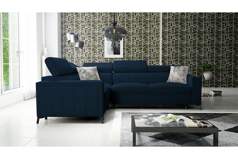 Galbally 3-sits Hörnbäddsoffa NO_BRAND Dark blue - Møbler - Sofaer - Sovesofaer - Hjørnesovesofa