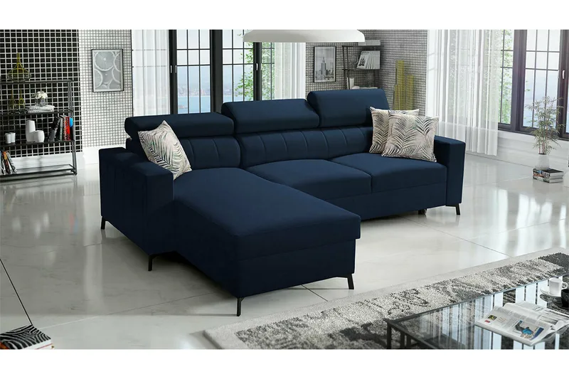 Galbally 3-sits Hörnbäddsoffa NO_BRAND Dark blue - Møbler - Sofaer - Sovesofaer - Hjørnesovesofa