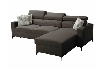 Galbally 3-sits Hörnbäddsoffa NO_BRAND Dark brown - Møbler - Sofaer - Sovesofaer - Hjørnesovesofa