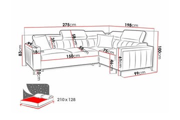 Galbally 3-sits Hörnbäddsoffa NO_BRAND Dark brown - Møbler - Sofaer - Sovesofaer - Hjørnesovesofa