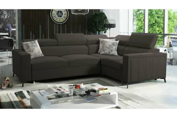 Galbally 3-sits Hörnbäddsoffa NO_BRAND Dark brown - Møbler - Sofaer - Sovesofaer - Hjørnesovesofa