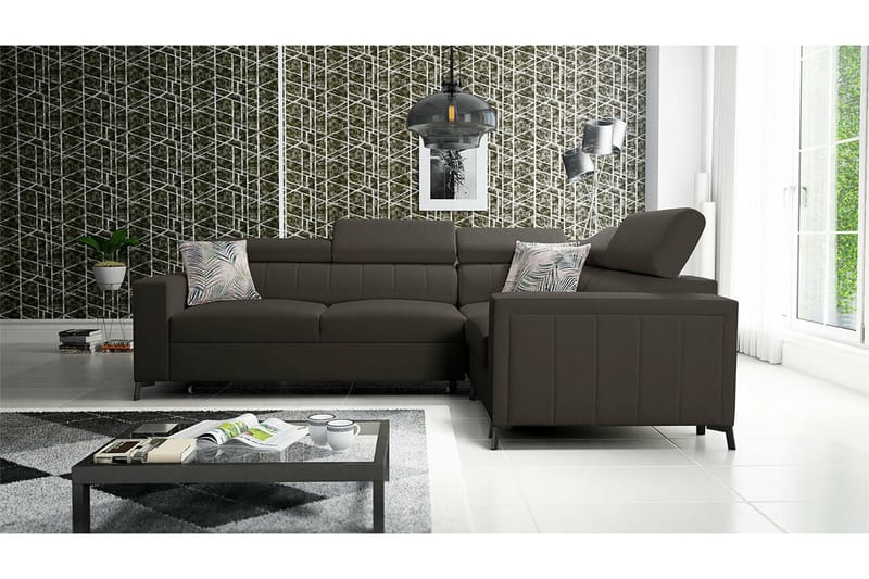 Galbally 3-sits Hörnbäddsoffa NO_BRAND Dark brown - Møbler - Sofaer - Sovesofaer - Hjørnesovesofa
