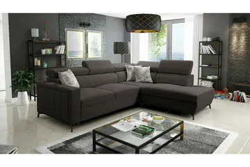 Galbally 3-sits Hörnbäddsoffa NO_BRAND Dark brown - Møbler - Sofaer - Sovesofaer - Hjørnesovesofa