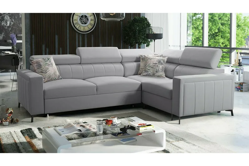 Galbally 3-sits Hörnbäddsoffa NO_BRAND Light grey - Møbler - Sofaer - Sovesofaer - Hjørnesovesofa
