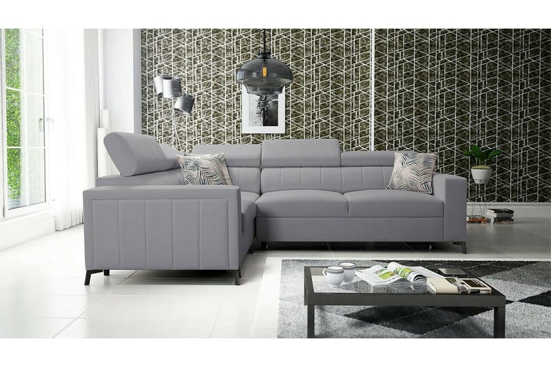 Galbally 3-sits Hörnbäddsoffa NO_BRAND Ljusgrå - Møbler - Sofaer - Sovesofaer - Hjørnesovesofa