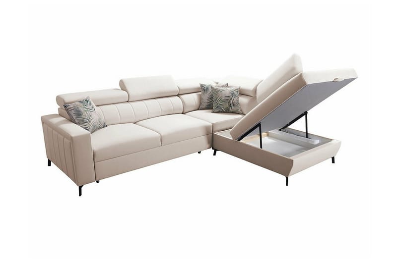 Galbally 3-sits Hörnbäddsoffa NO_BRAND Ljusgrå - Møbler - Sofaer - Sovesofaer - Hjørnesovesofa