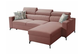 Galbally 3-sits Hörnbäddsoffa NO_BRAND Pink - Møbler - Sofaer - Sovesofaer - Hjørnesovesofa