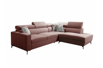 Galbally 3-sits Hörnbäddsoffa NO_BRAND Pink - Møbler - Sofaer - Sovesofaer - Hjørnesovesofa