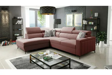 Galbally 3-sits Hörnbäddsoffa NO_BRAND Pink - Møbler - Sofaer - Sovesofaer - Hjørnesovesofa