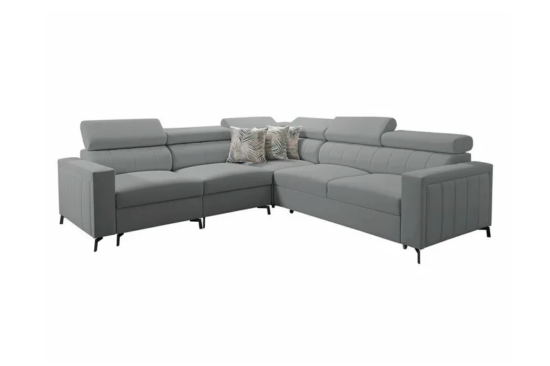 Galbally 4-seter Sovesofa 128x210 cm med Oppbevaring i Fløyel, Grå