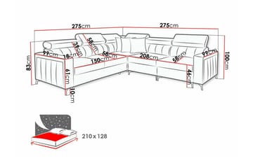 Galbally 4-seters hjørnesovesofa - Møbler - Sofaer - Sovesofaer - Hjørnesovesofa