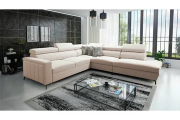 Galbally 4-sits Hörnbäddsoffa beige - Møbler - Sofaer - Sovesofaer - Hjørnesovesofa