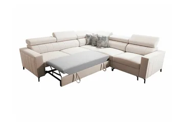 Galbally 4-sits Hörnbäddsoffa beige - Møbler - Sofaer - Sovesofaer - Hjørnesovesofa
