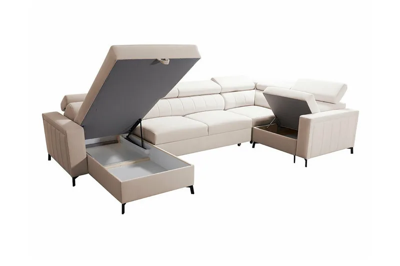Galbally 4-sits Hörnbäddsoffa Beige/Light beige - Møbler - Sofaer - Sovesofaer - Hjørnesovesofa
