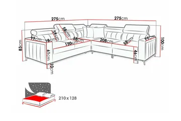 Galbally 4-sits Hörnbäddsoffa Black - Møbler - Sofaer - Sovesofaer - Hjørnesovesofa