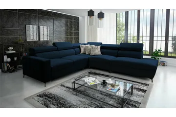 Galbally 4-sits Hörnbäddsoffa Dark blue - Møbler - Sofaer - Sovesofaer - Hjørnesovesofa