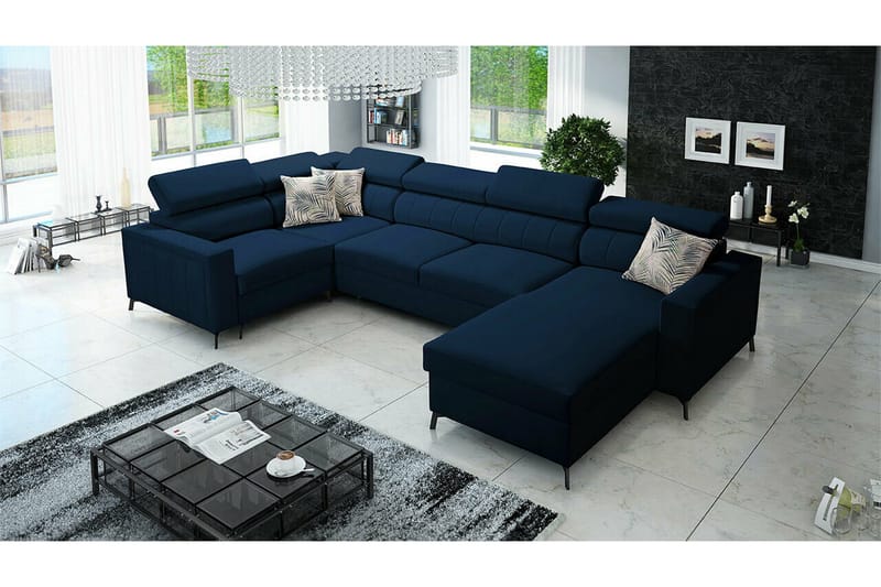 Galbally 4-sits Hörnbäddsoffa Dark blue - Møbler - Sofaer - Sovesofaer - Hjørnesovesofa