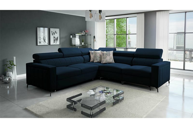 Galbally 4-sits Hörnbäddsoffa Dark blue - Møbler - Sofaer - Sovesofaer - Hjørnesovesofa