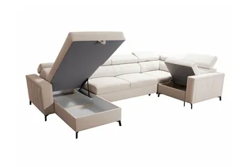 Galbally 4-sits Hörnbäddsoffa Light grey - Møbler - Sofaer - Sovesofaer - Hjørnesovesofa