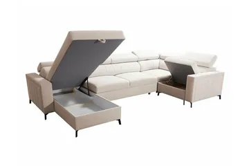Galbally 4-sits Hörnbäddsoffa Light pink - Møbler - Sofaer - Sovesofaer - Hjørnesovesofa