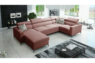 Galbally 4-sits Hörnbäddsoffa Light pink - Møbler - Sofaer - Sovesofaer - Hjørnesovesofa
