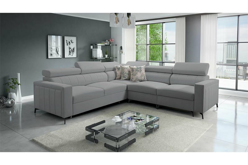 Galbally 4-sits Hörnbäddsoffa Ljusgrå - Møbler - Sofaer - Sovesofaer - Hjørnesovesofa