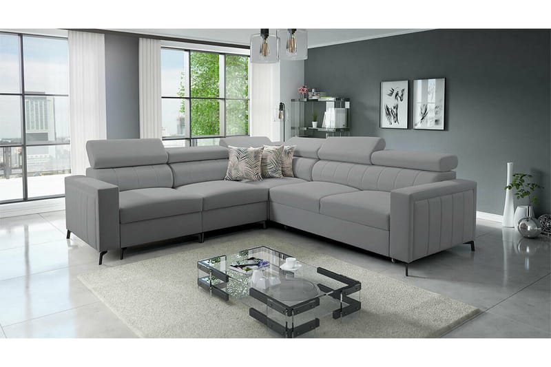 Galbally 4-sits Hörnbäddsoffa Ljusgrå - Møbler - Sofaer - Sovesofaer - Hjørnesovesofa